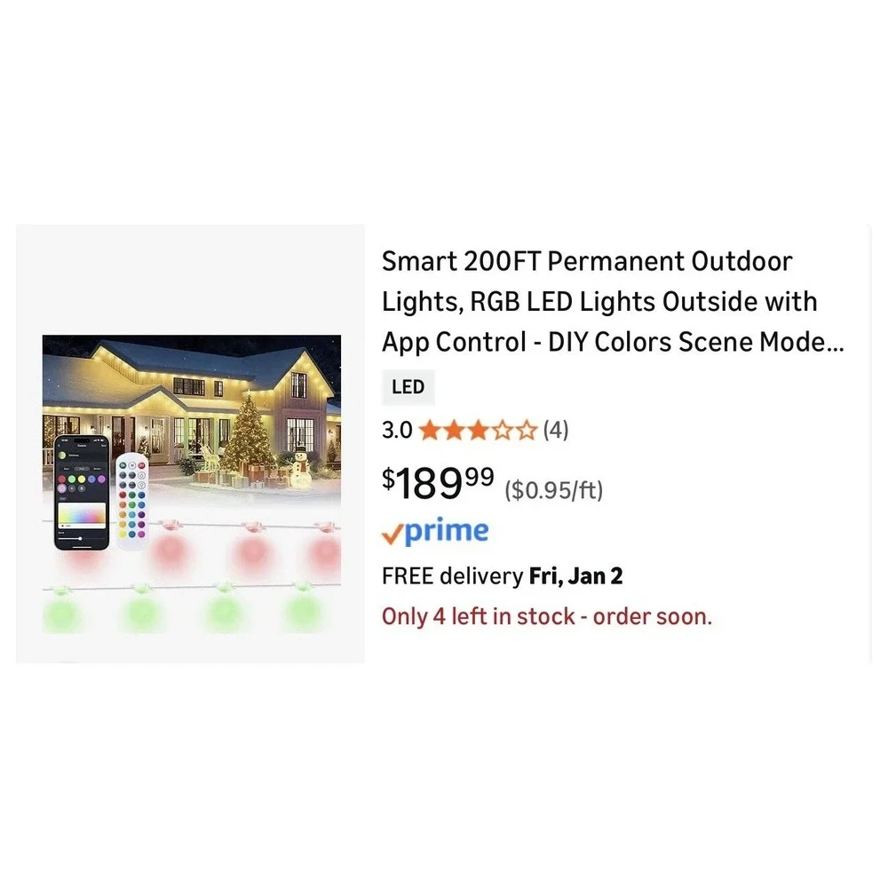 Smart 200FT Permanent Outdoor Lights DIY Control
